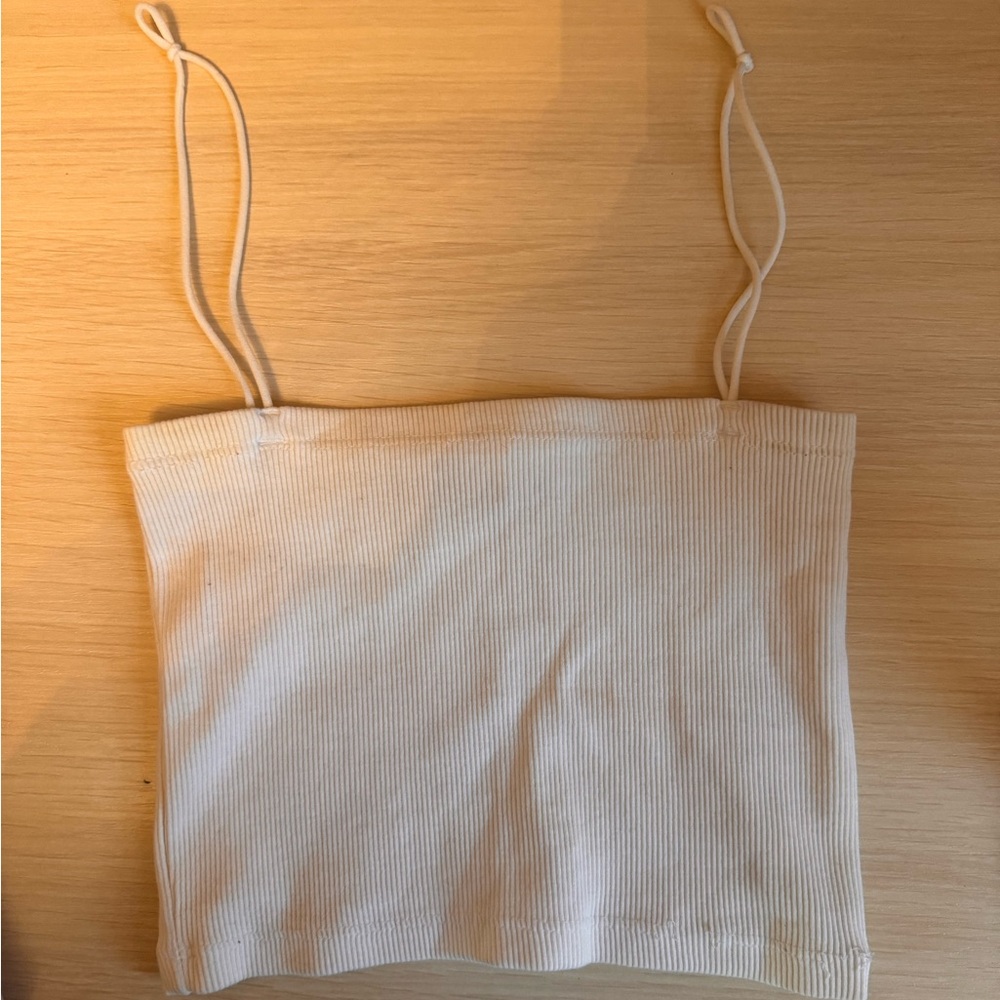 Zara white crop top with spaghetti straps